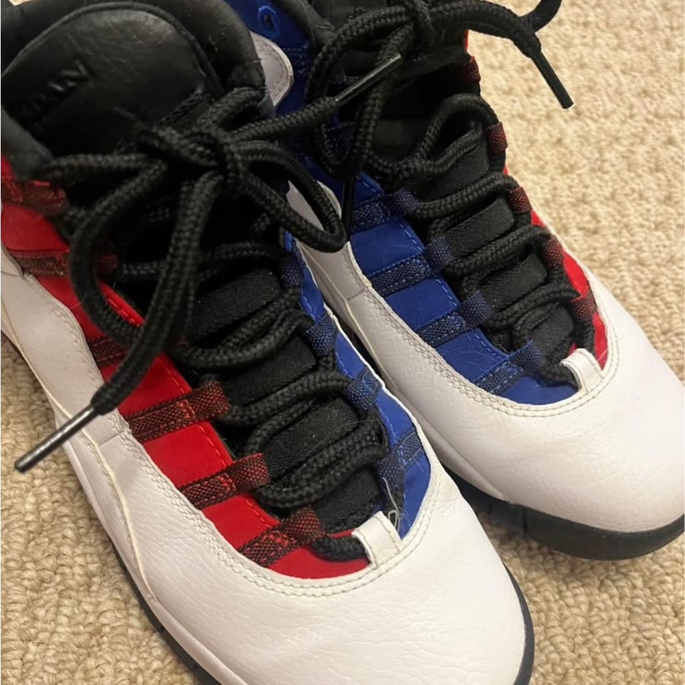 Red and Blue High-Top Sneakers